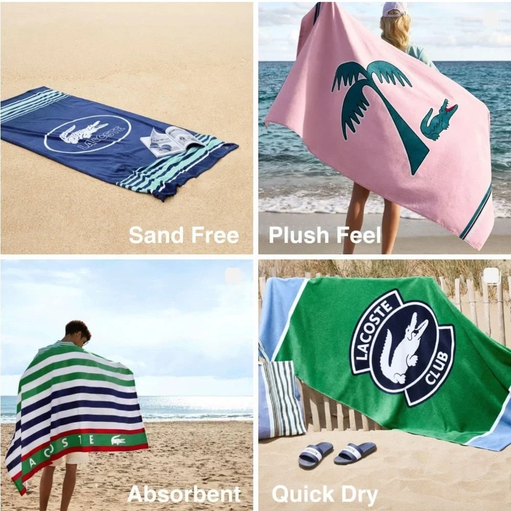 🆕 Lacoste Rainbow Logo Cotton Beach Towel 36
